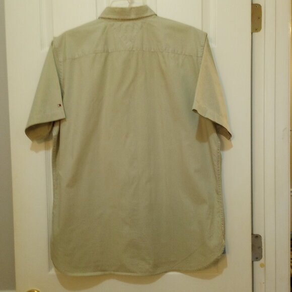Tommy Hilfiger Neutral Beige Microprint Button Down Shirt sz L 100% Cotton - Picture 7 of 11